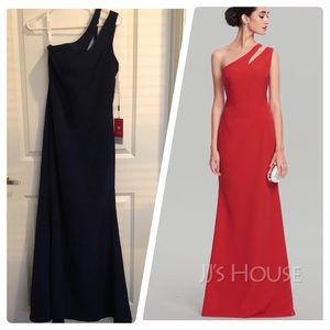 JJ’s House Dark Navy Stretch Crepe Bridesmaid Dress